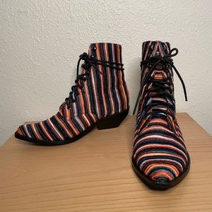 Jeffery Campbell Striped Velvet Boots
